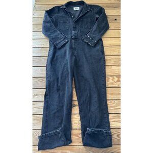 Lee Union-Alls Studded Denim Jumpsuit Size Large Women's Black Zip/Snap Front